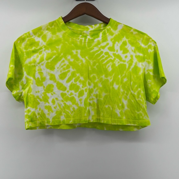 Lululemon Athletica Womens Lime Green/White Tie Dye Cropped Top See Measurements - Picture 1 of 8